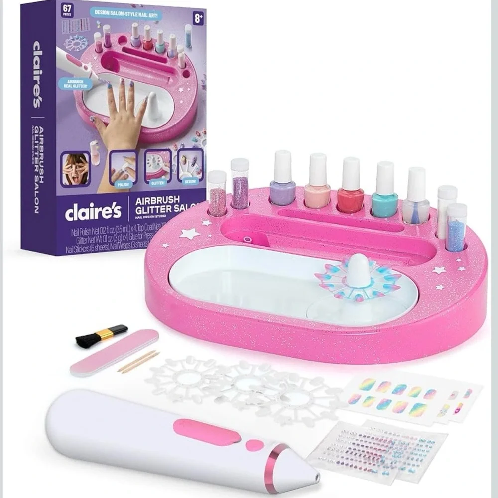 Claire's Pink Airbrush Glitter Nail Salon Kit
